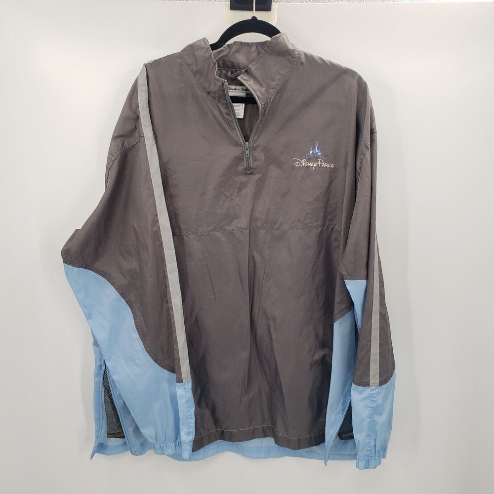 Disney Parks XXL 1/4 Zip Windbreaker Jacket Disneyland Resort Blue Gray Pullover